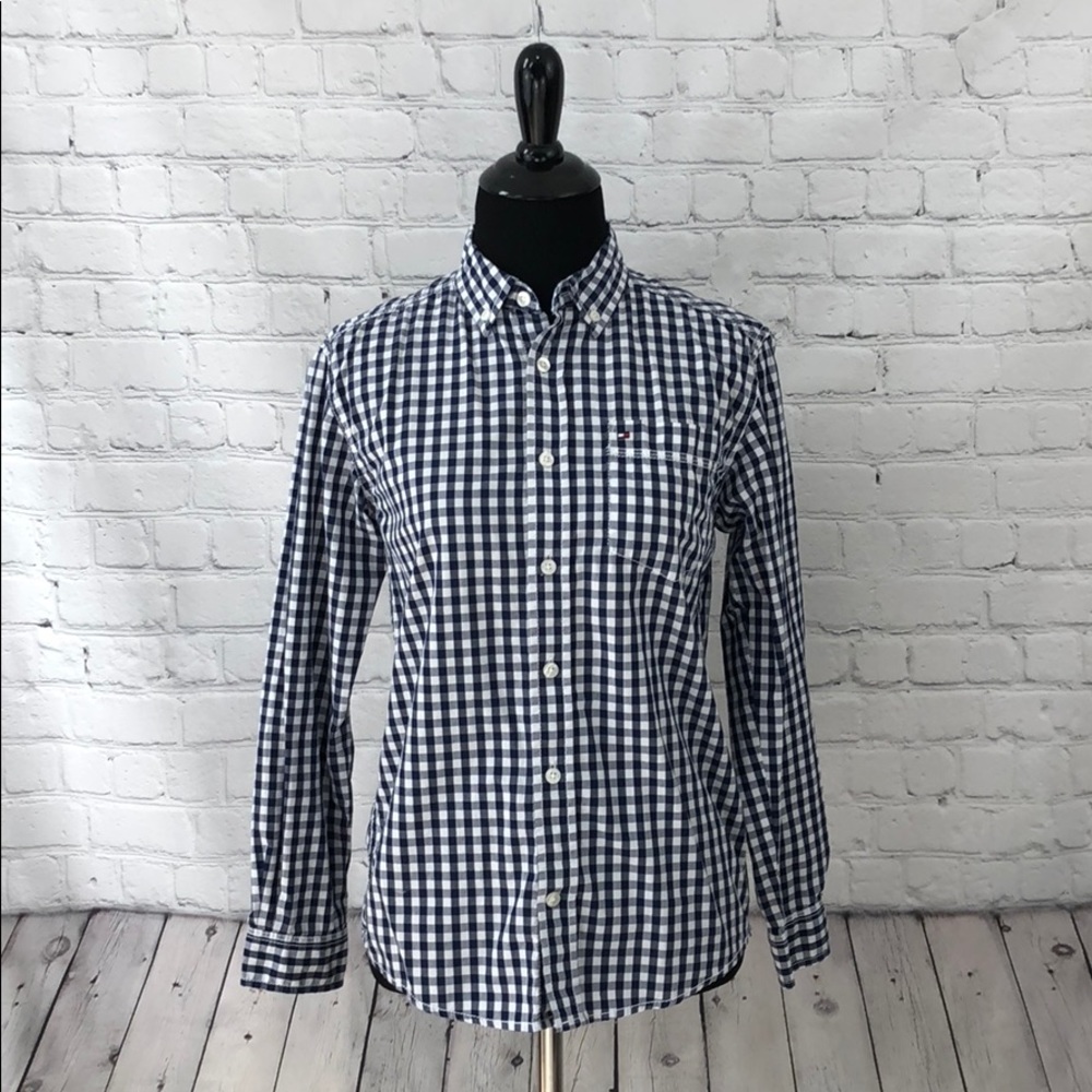 Tommy Hilfiger Checkered Button Down SZ M 12-14